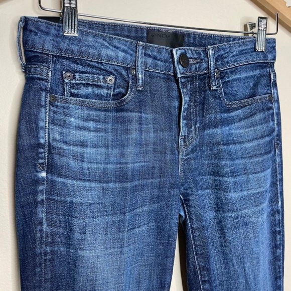 Vince Womens Dylan Dark Wash Mid Rise Distressed Skinny Ankle Jeans Size 25 - Picture 3 of 13